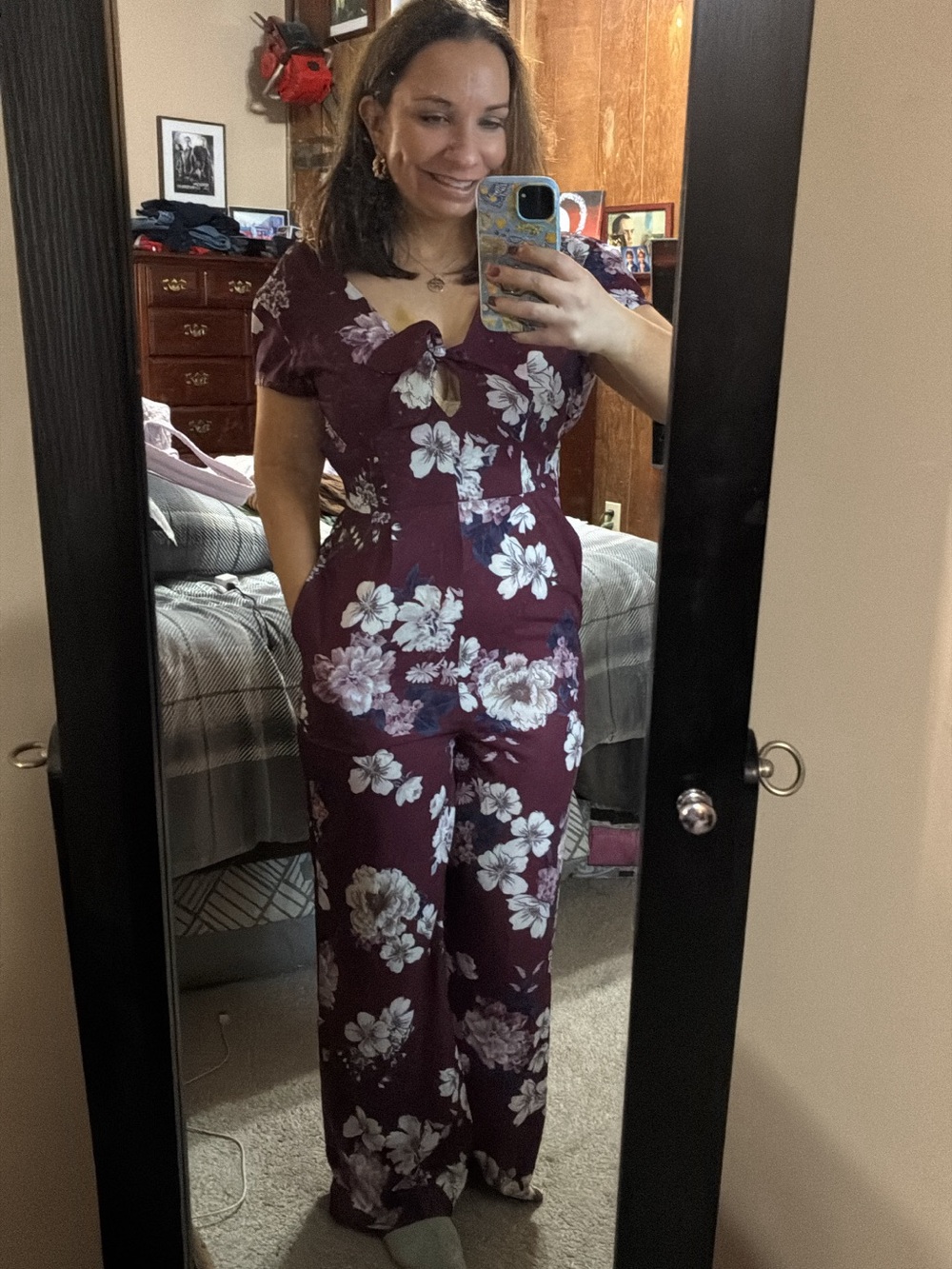Yumi Kim burgundy floral jumpsuit